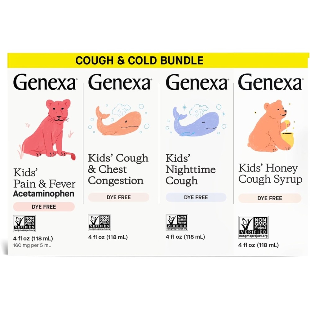 Genexa Kids' Cough Medicine & Pain & Fever Reducer 4 PK 0% Artificial Additives